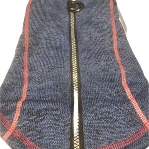 Blue Knit Zip-Up dog Vest with Red Contrast Stitching